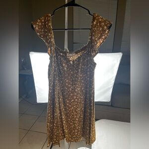 All in Favor Mustard Floral Dress